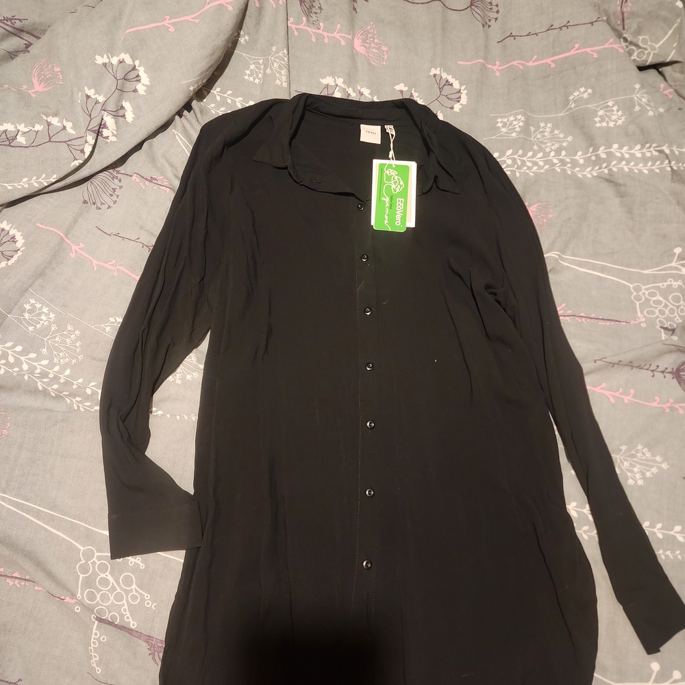 Elegant Black Mini Shirt Dress
